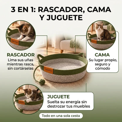Cesta NaturaPurr™ — Rascador Natural 3 en 1